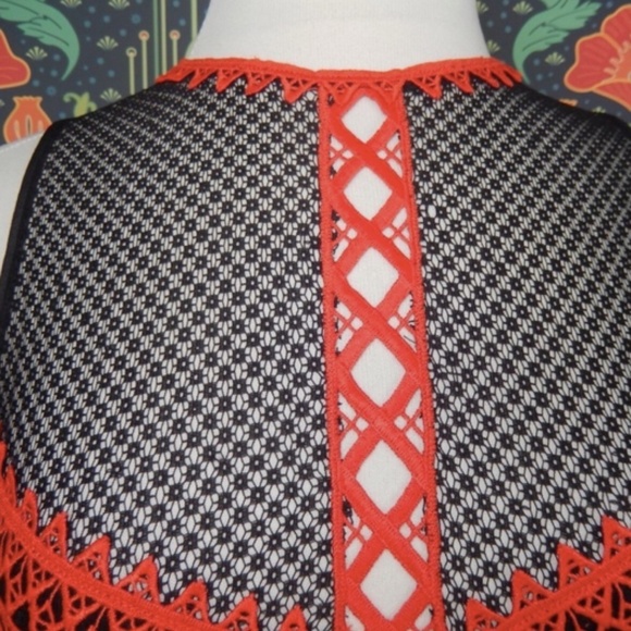 Jonathan Simkhai Red Black Lace High Low Party Cocktail Dress Nwt 6 - Picture 4 of 8